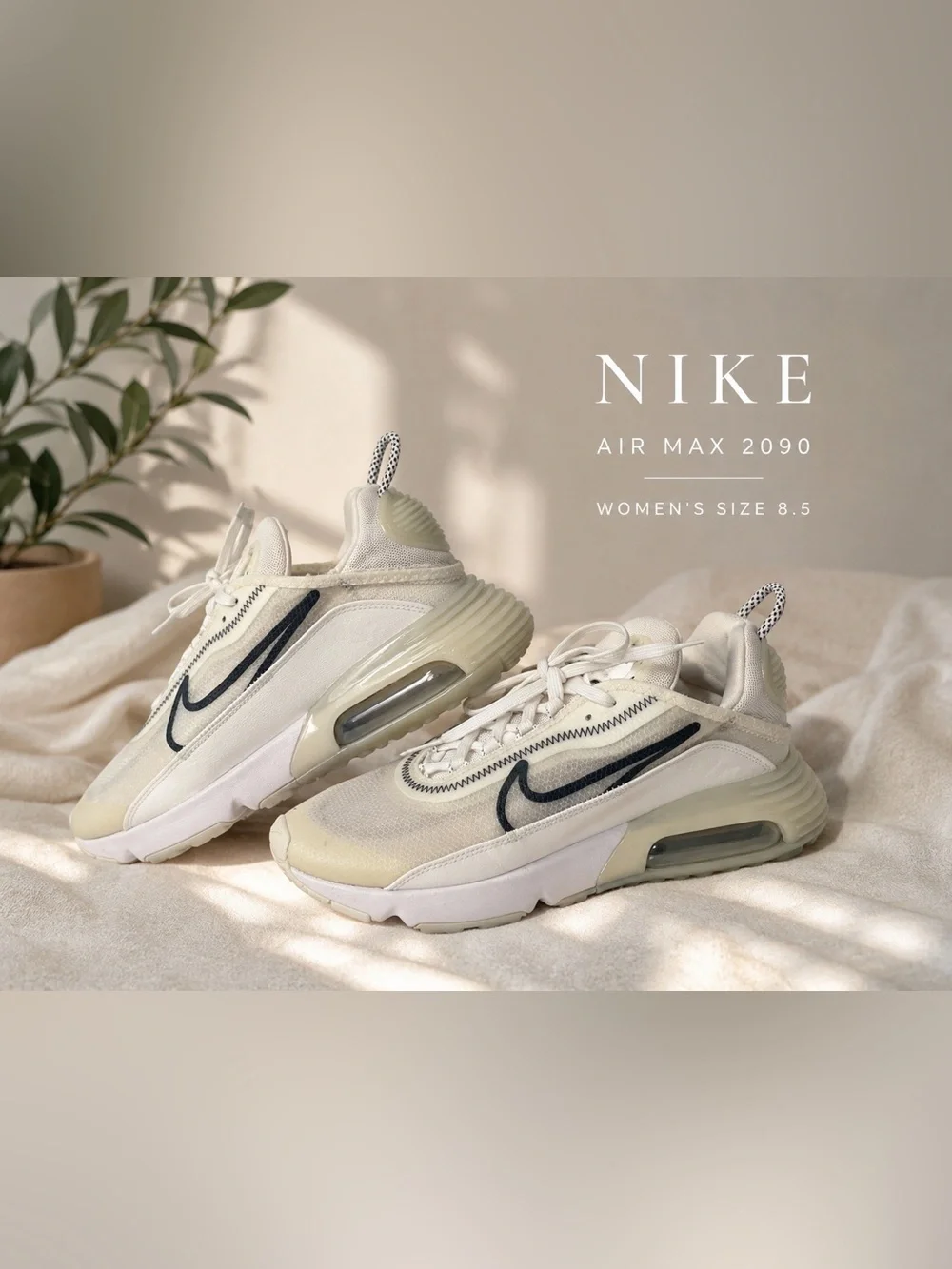Nike Air Max 2090 White Black Sneakers Women’s 8.5 Running Shoes CK2612-100